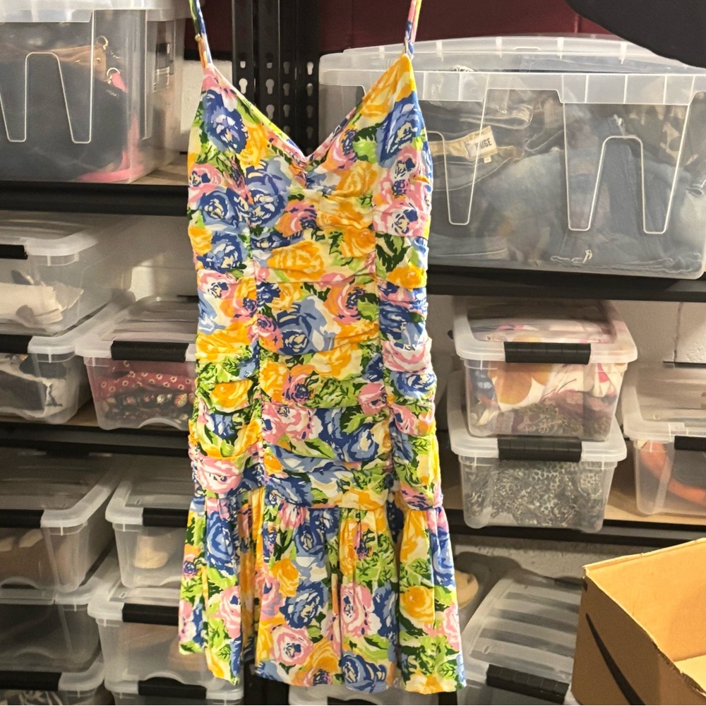 Zara floral draped mini dress with adjustable straps